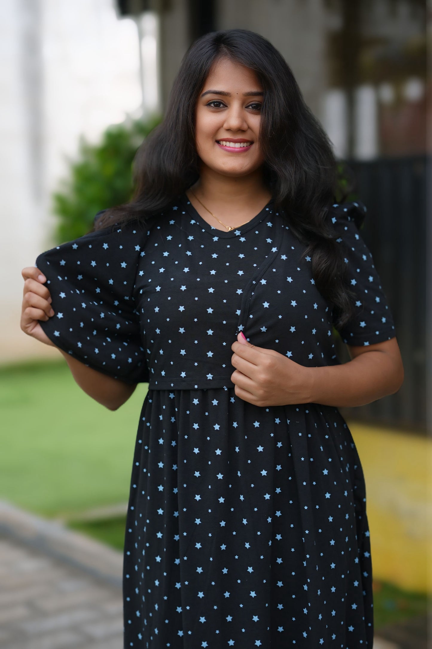 MATERNITY COAT (Premium Black with Bluora Star)