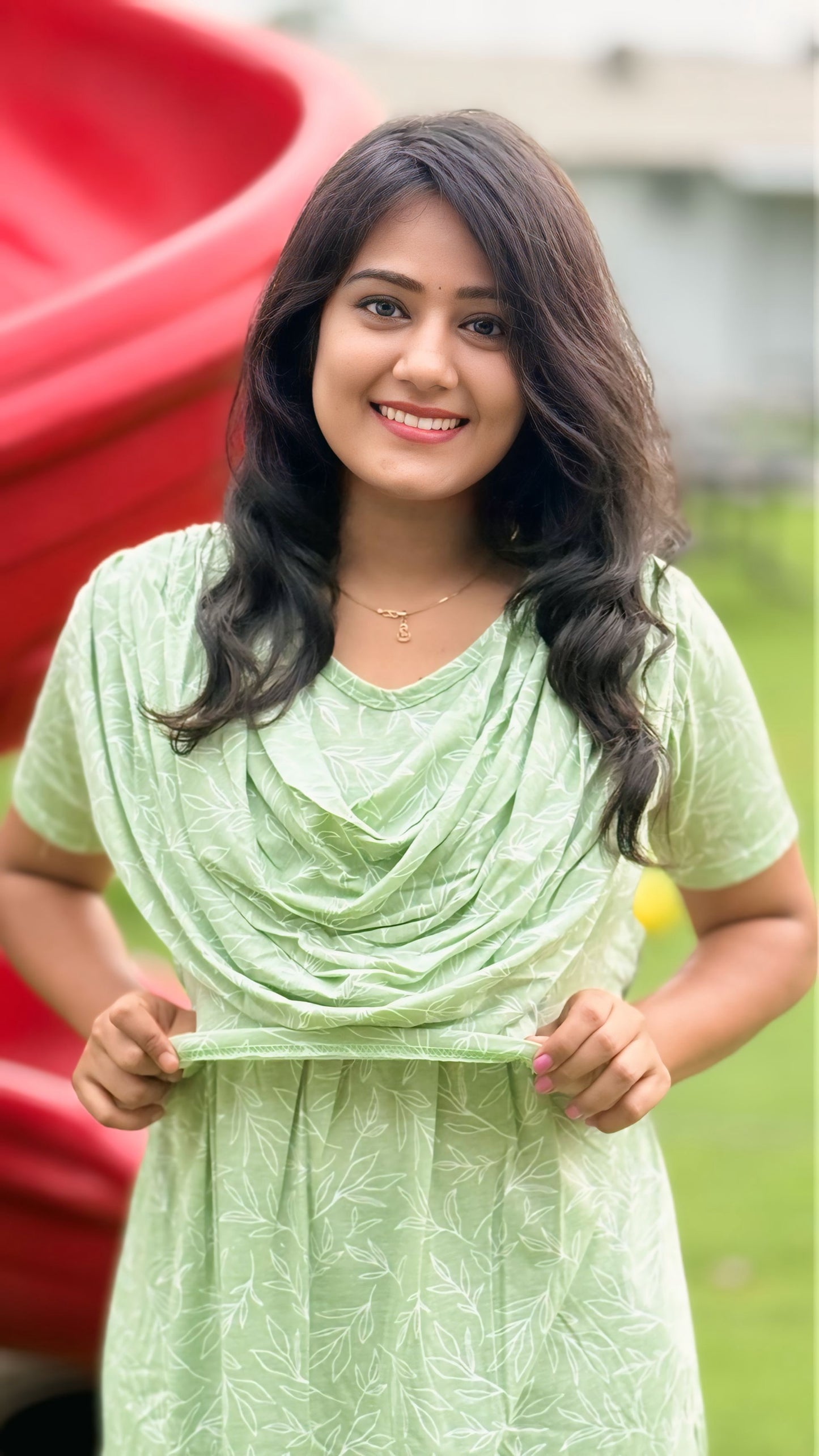 Mild Floral Green (Zipless Maternity Shawl)