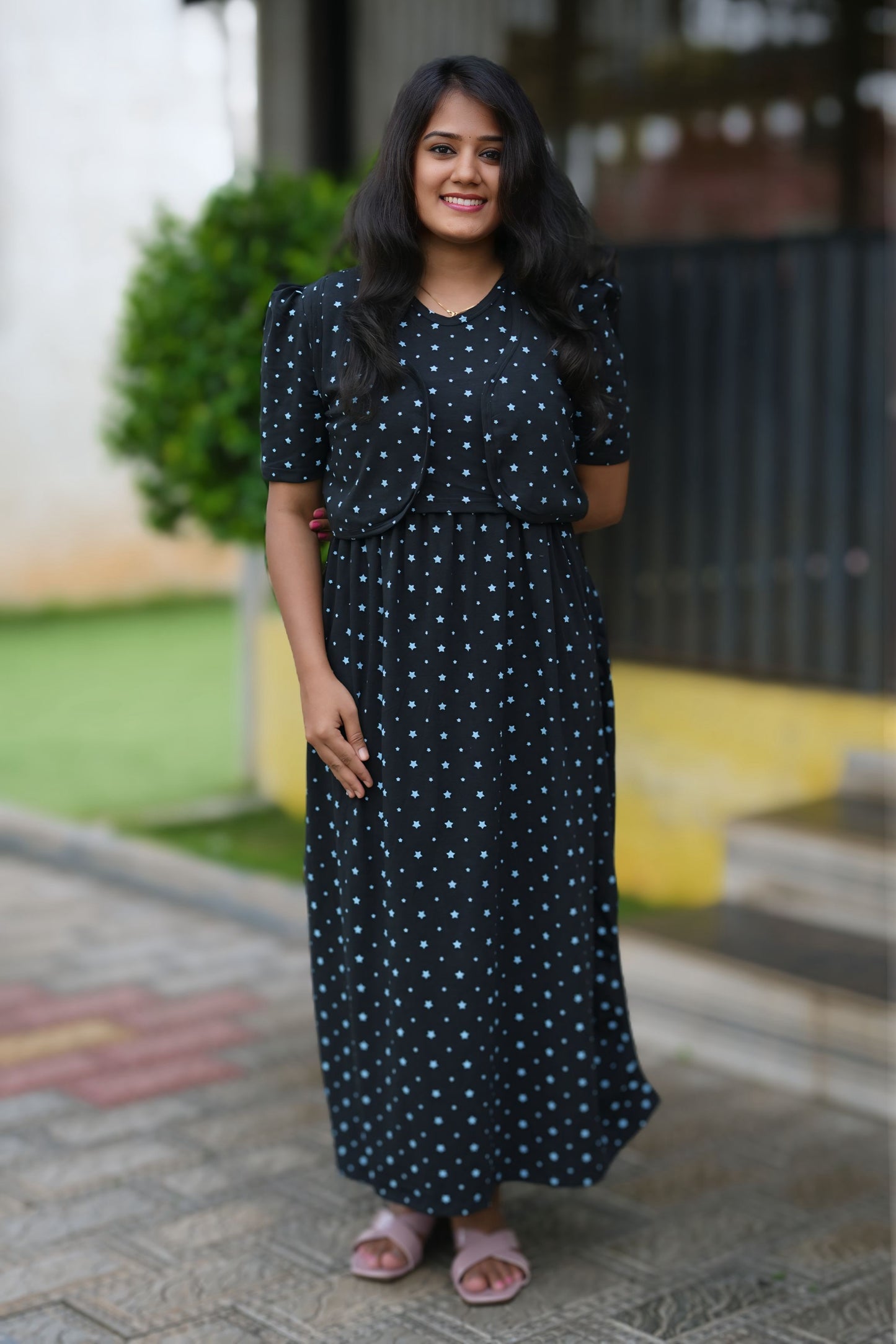 MATERNITY COAT (Premium Black with Bluora Star)