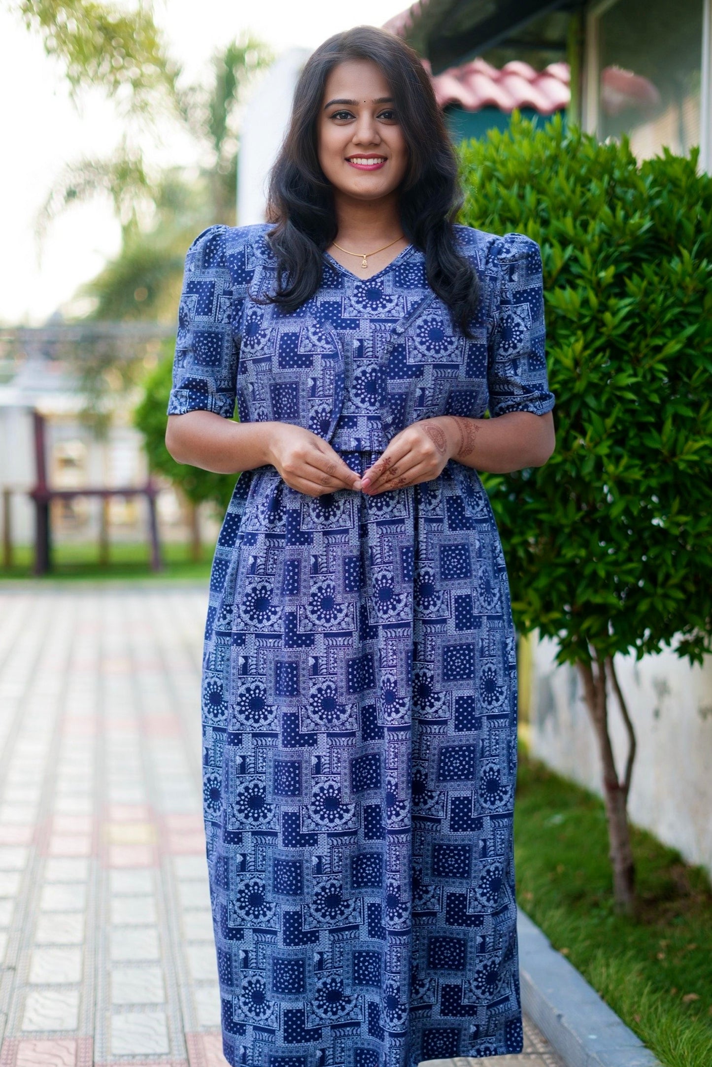 MATERNITY ATTACHED COAT (Blue Mosaic)