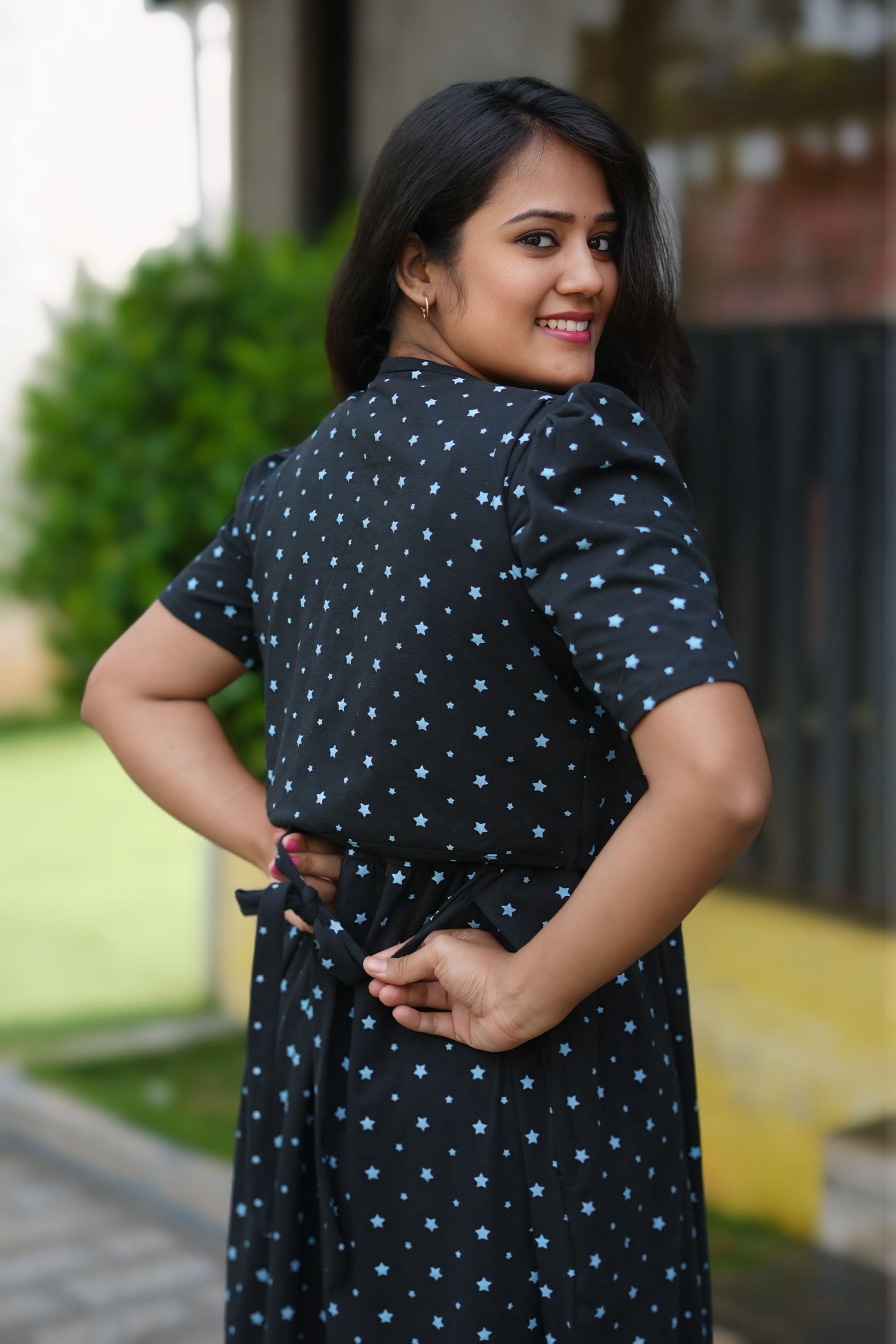 MATERNITY COAT (Premium Black with Bluora Star)