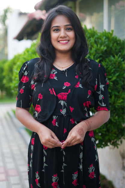 MATERNITY ATTACHED COAT (Dark Rose Charm)