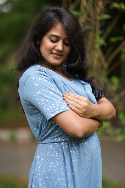 Misty Blue (Zipless Maternity Shawl)