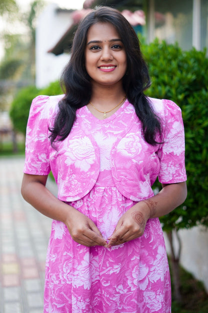 Casual Wear Attached Coat (Petal Pink)