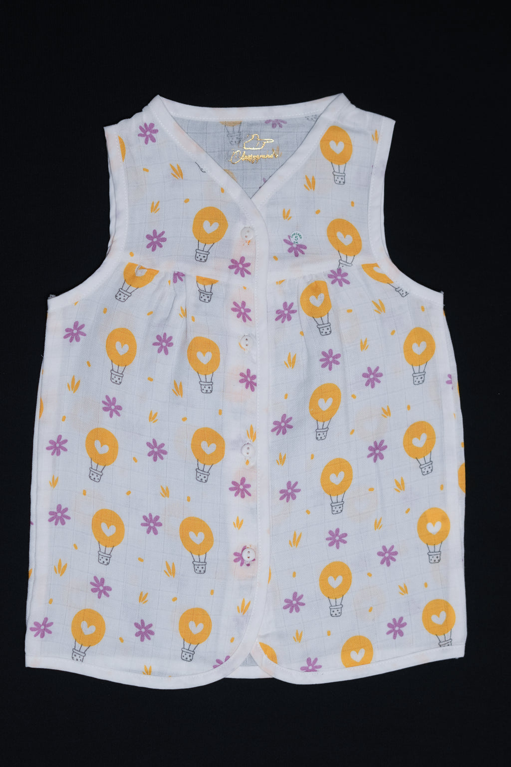 (3 Pc) Muslin Frock Front Open