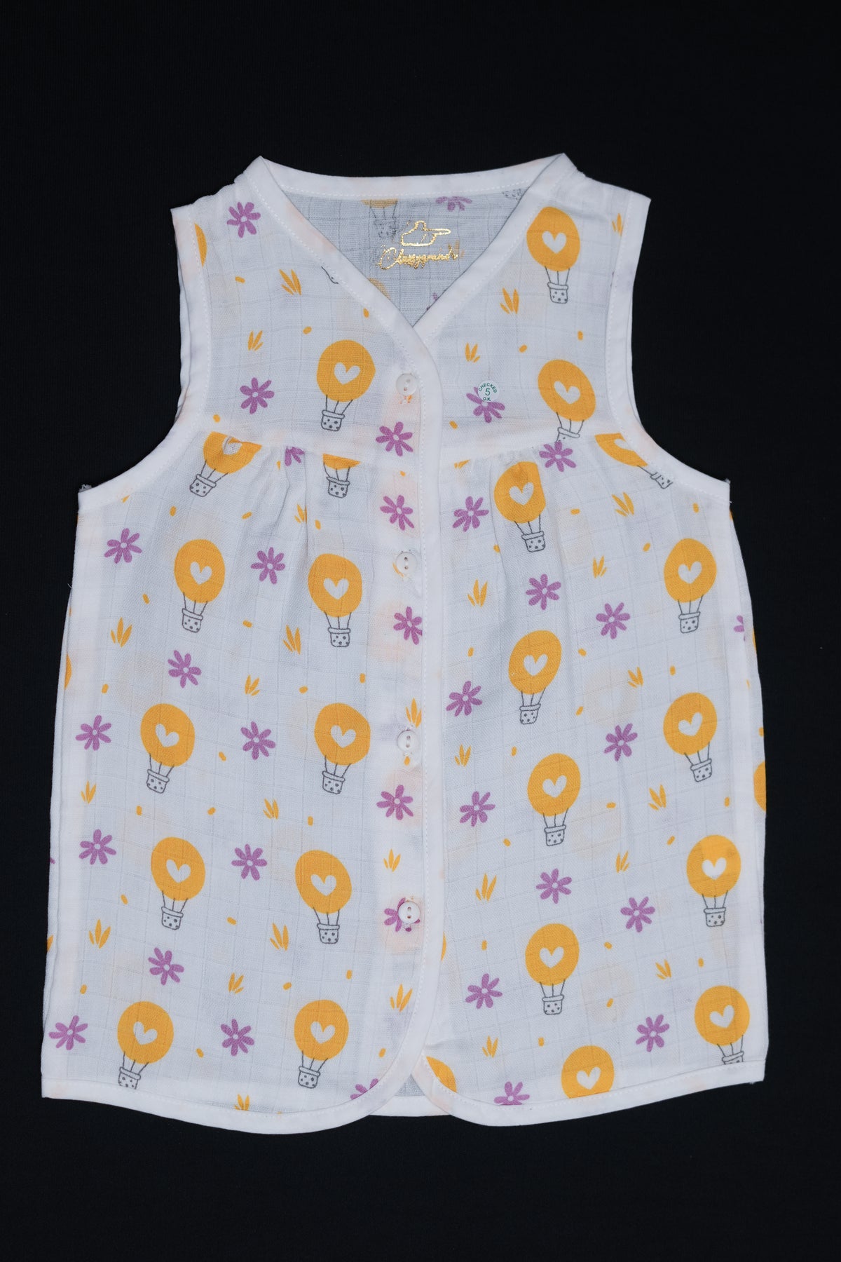(3 Pc) Muslin Frock Front Open