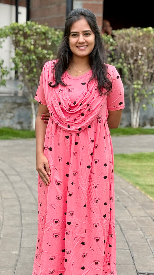 ATTACHED SHAWL NON FEEDING WITH RED HEART