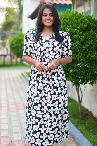 Casual Wear Attached Coat (Black Blossom)