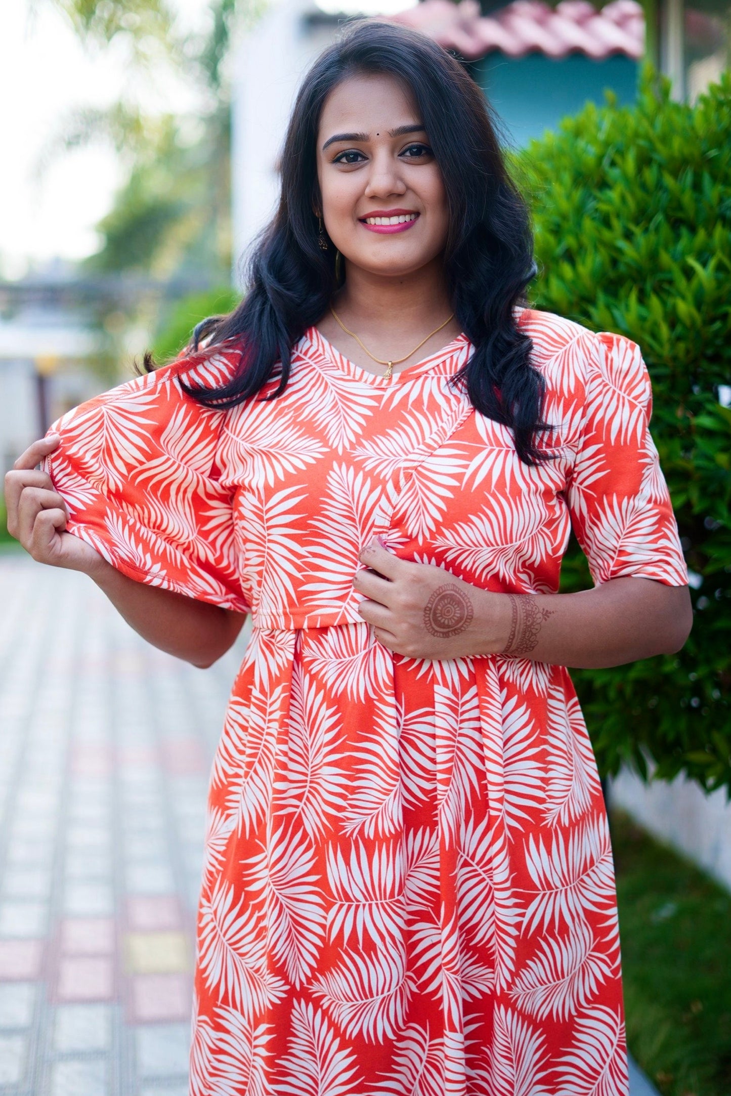 MATERNITY ATTACHED COAT (Sunset Leaves)