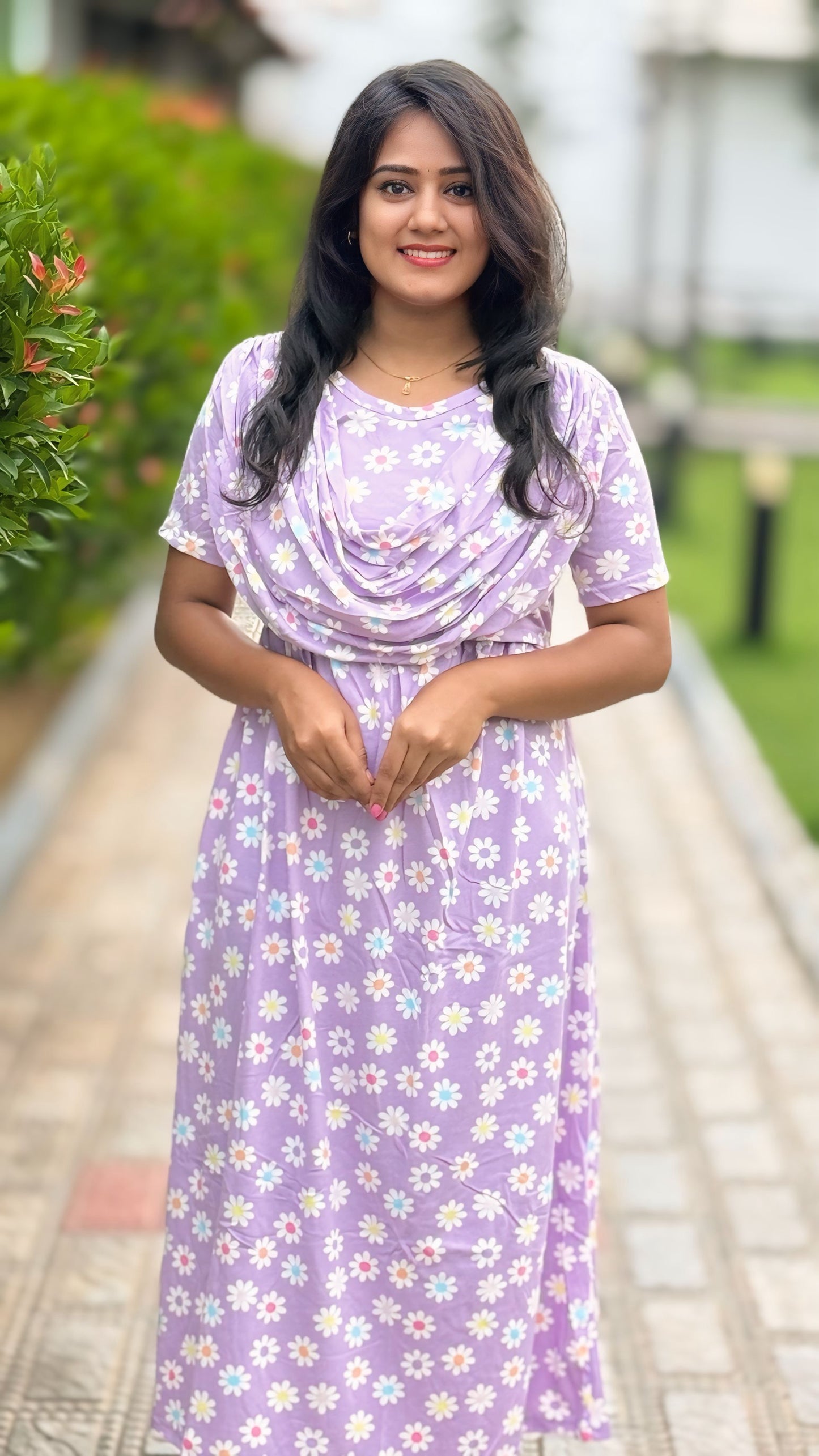 Floral Purple (Zipless Maternity Shawl)