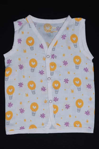 Muslin Snap Button Jabla Sleeve Less