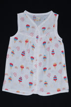 (3 Pc) Muslin Frock Front Open