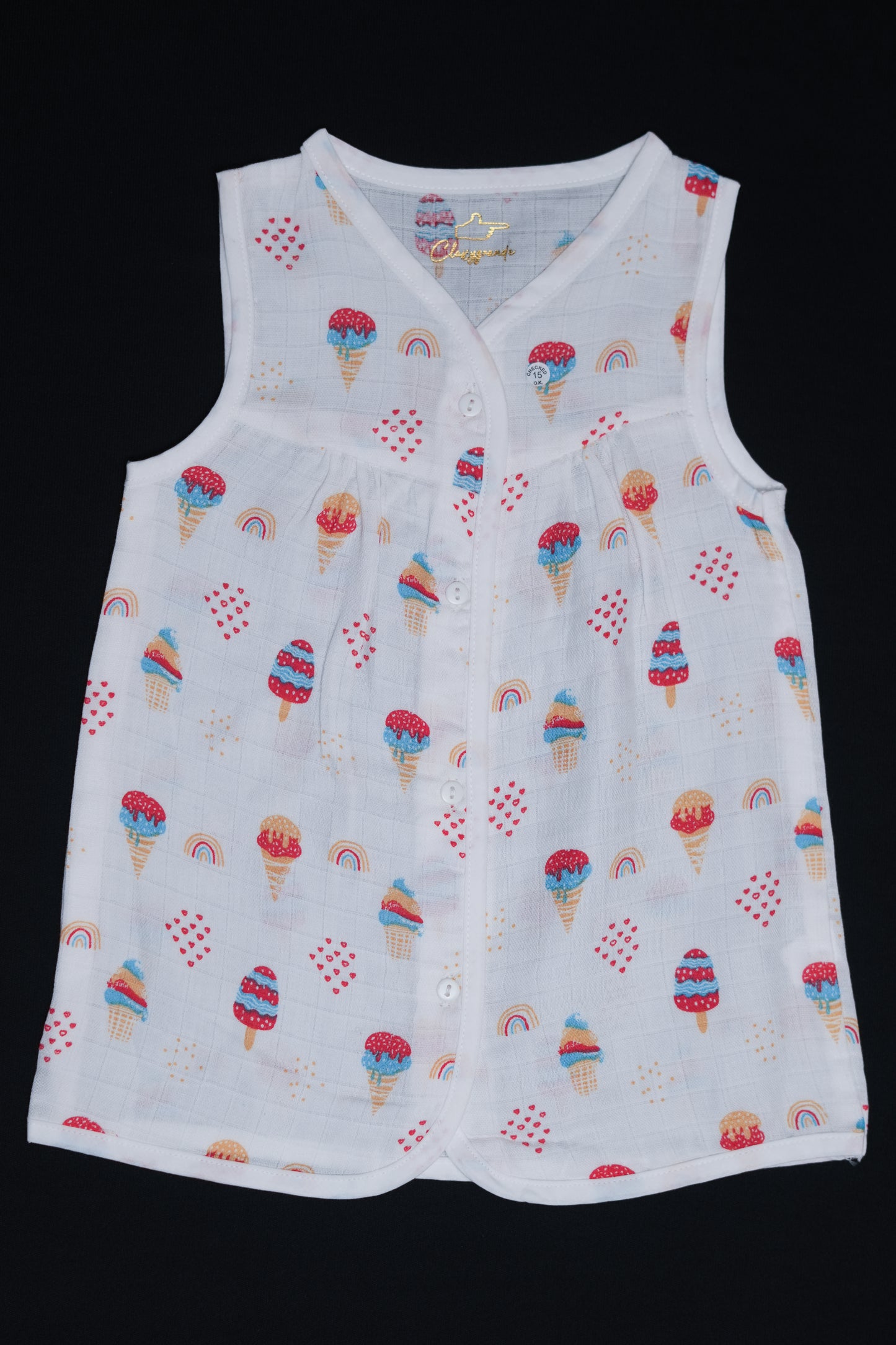 (3 Pc) Muslin Frock Front Open