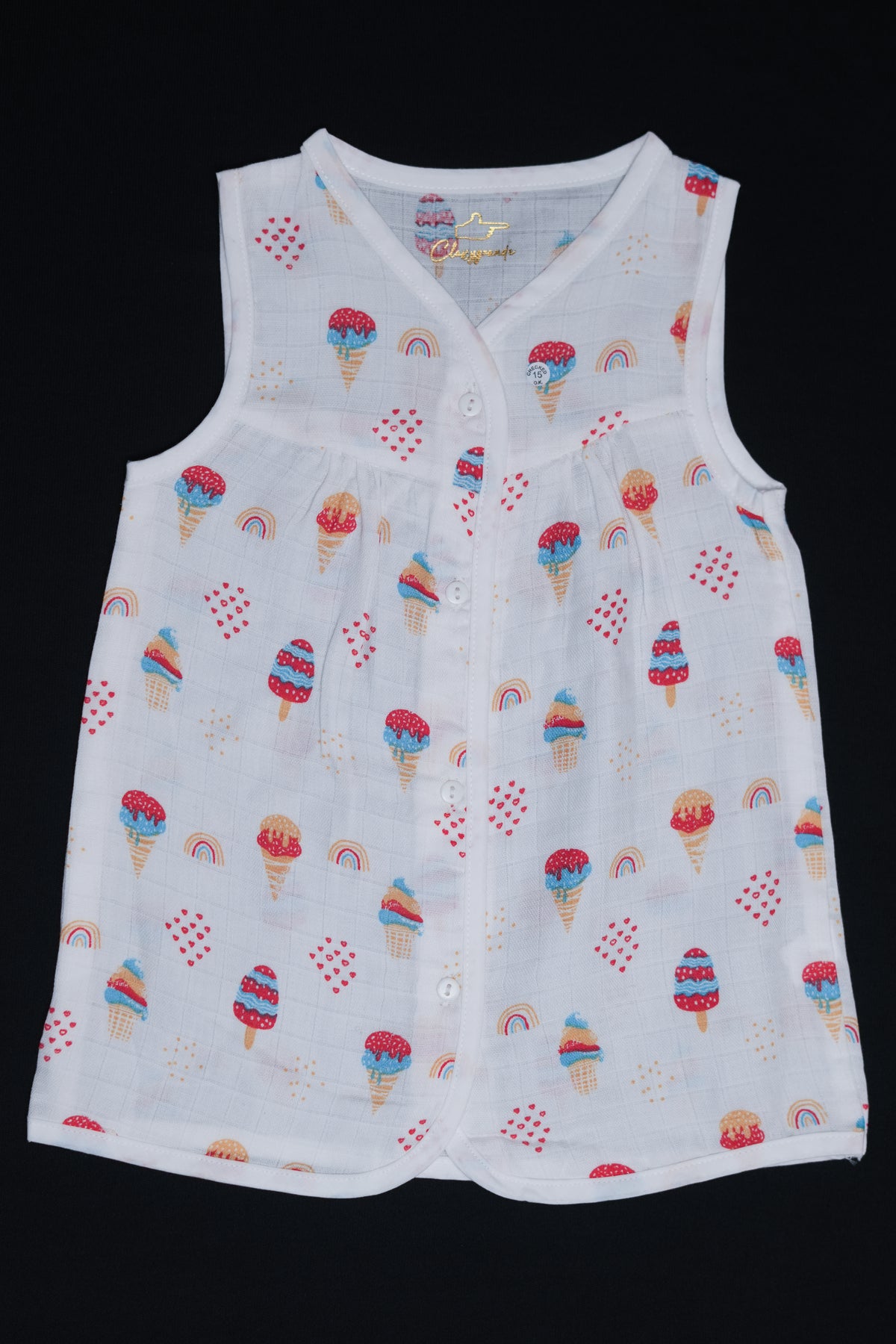 (3 Pc) Muslin Frock Front Open