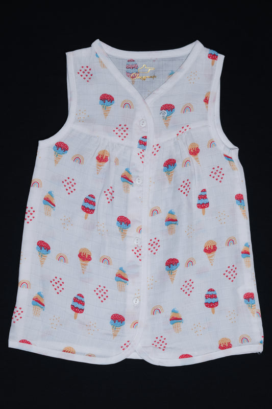 Muslin Frock Front Open