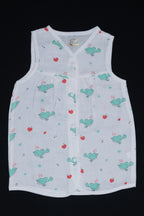 (3 Pc) Muslin Frock Front Open