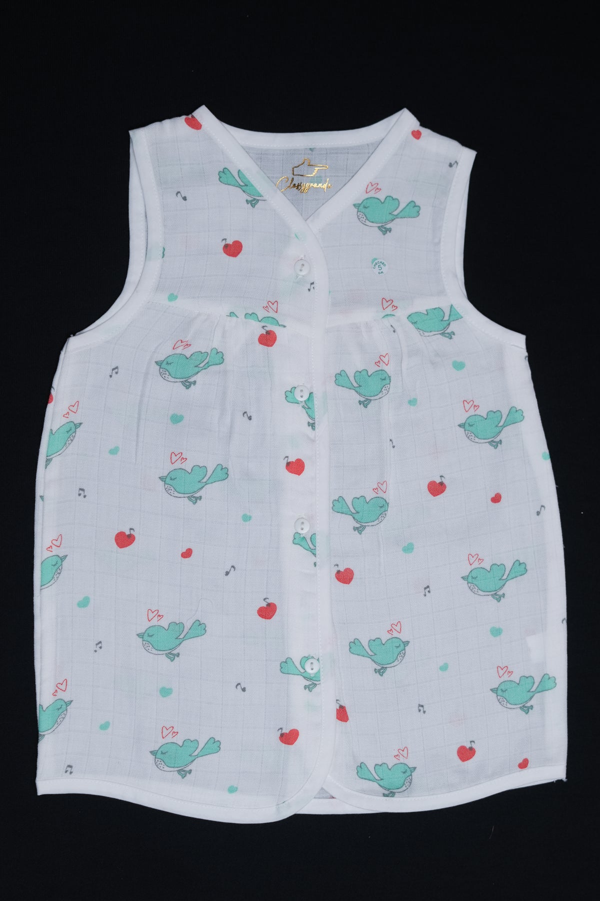 (3 Pc) Muslin Frock Front Open