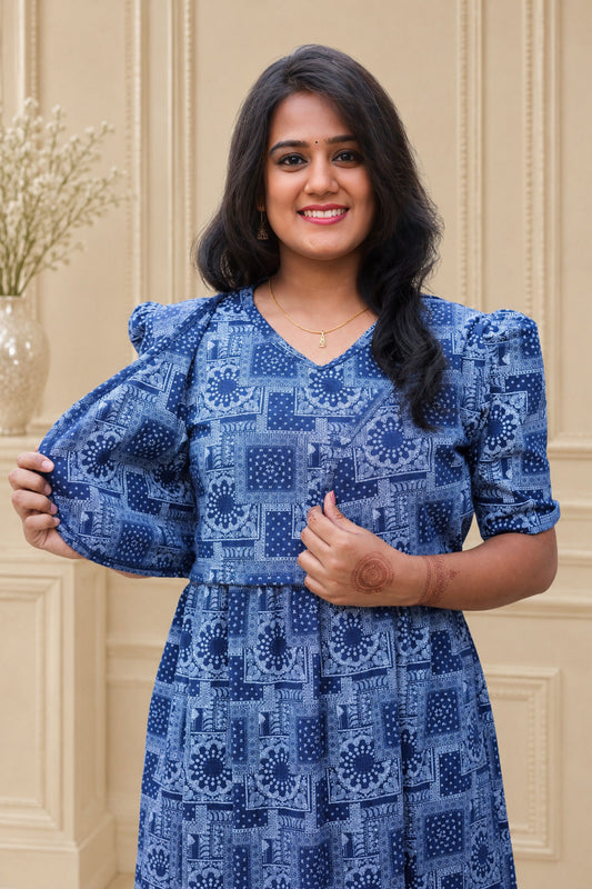 MATERNITY ATTACHED COAT (Blue Mosaic)