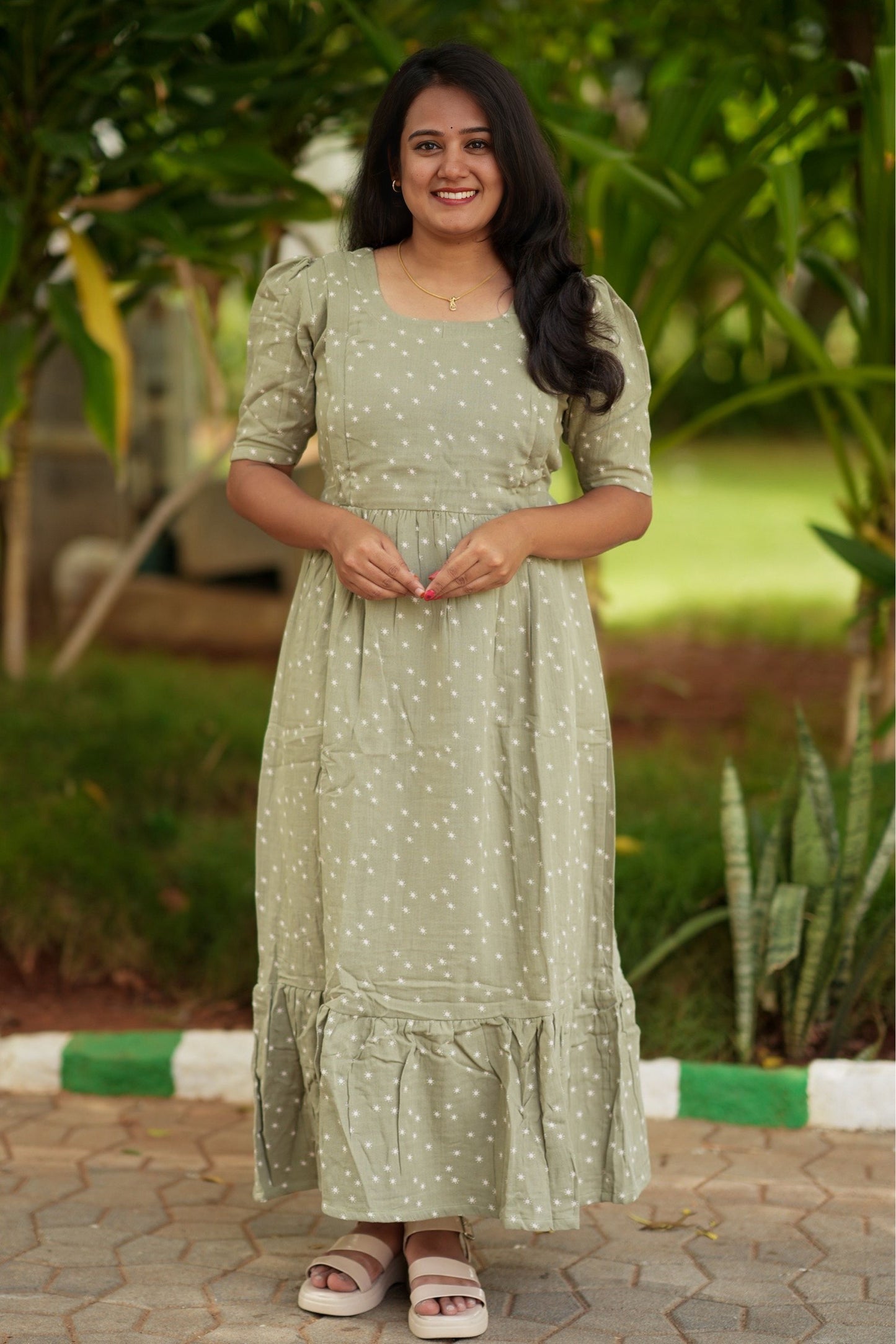 Premium Muslin Cotton  (Olive Bloom)