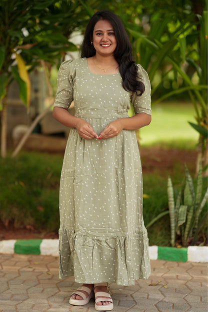 Premium Muslin Cotton  (Olive Bloom)