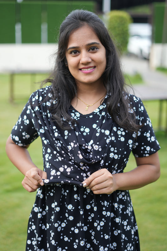 Dupatta Zipless Maternity with Blackie Flower