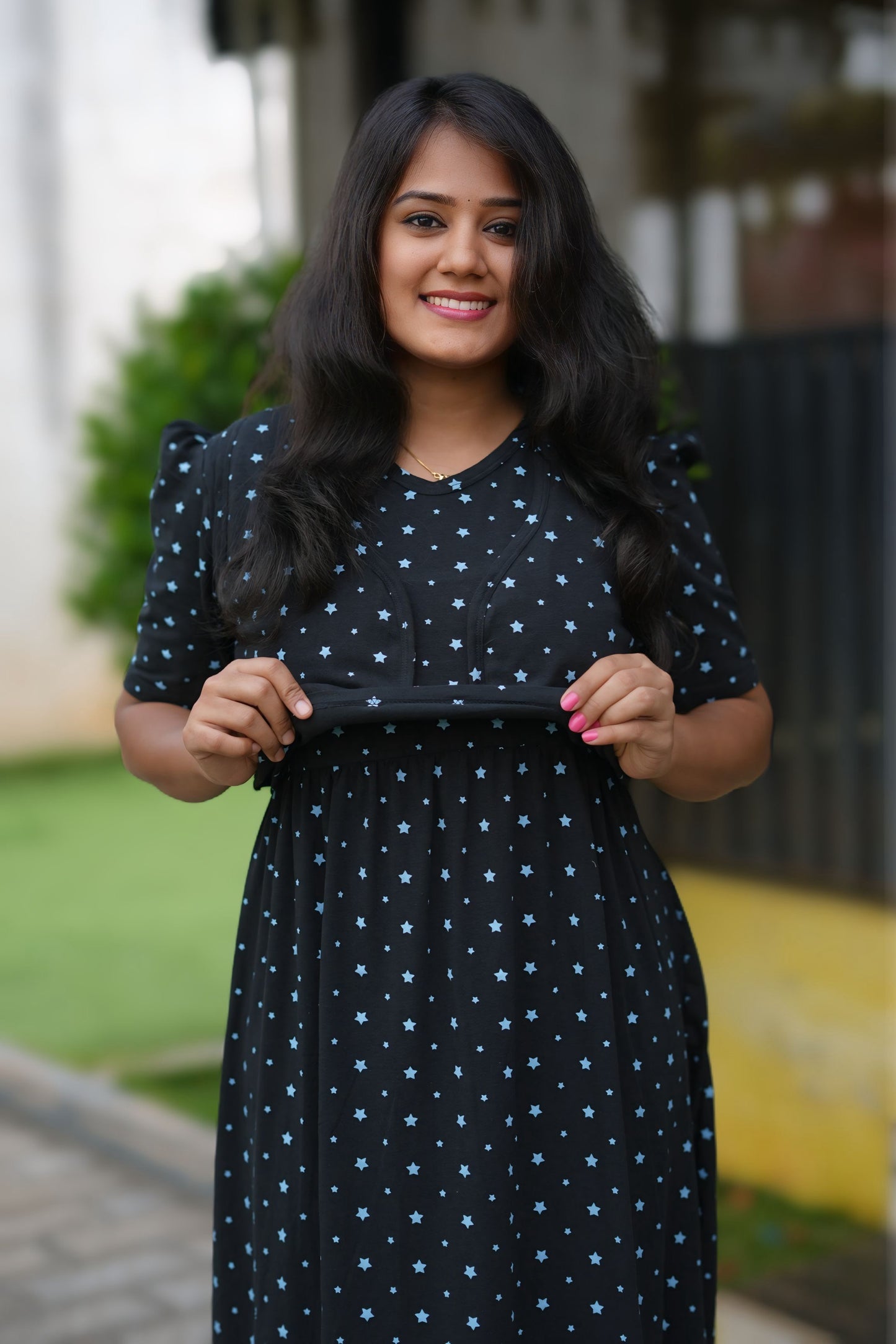 MATERNITY COAT (Premium Black with Bluora Star)