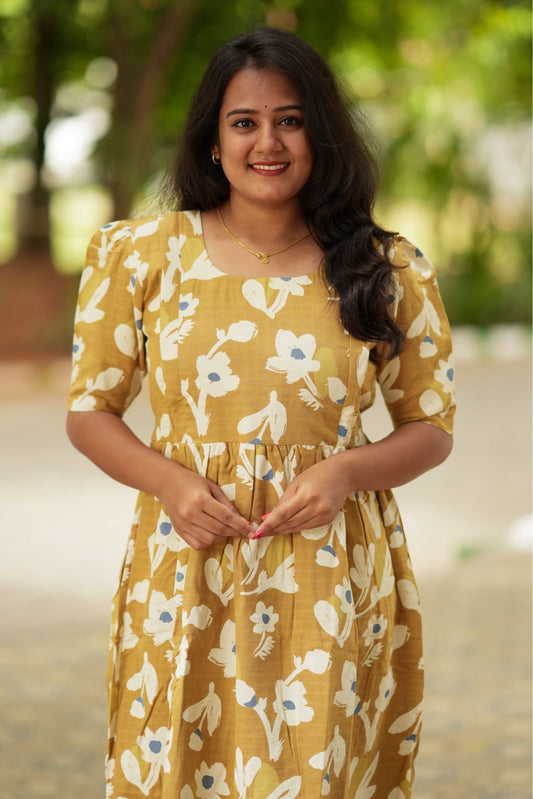 Muslin Cotton Frock-Sunny Blossom