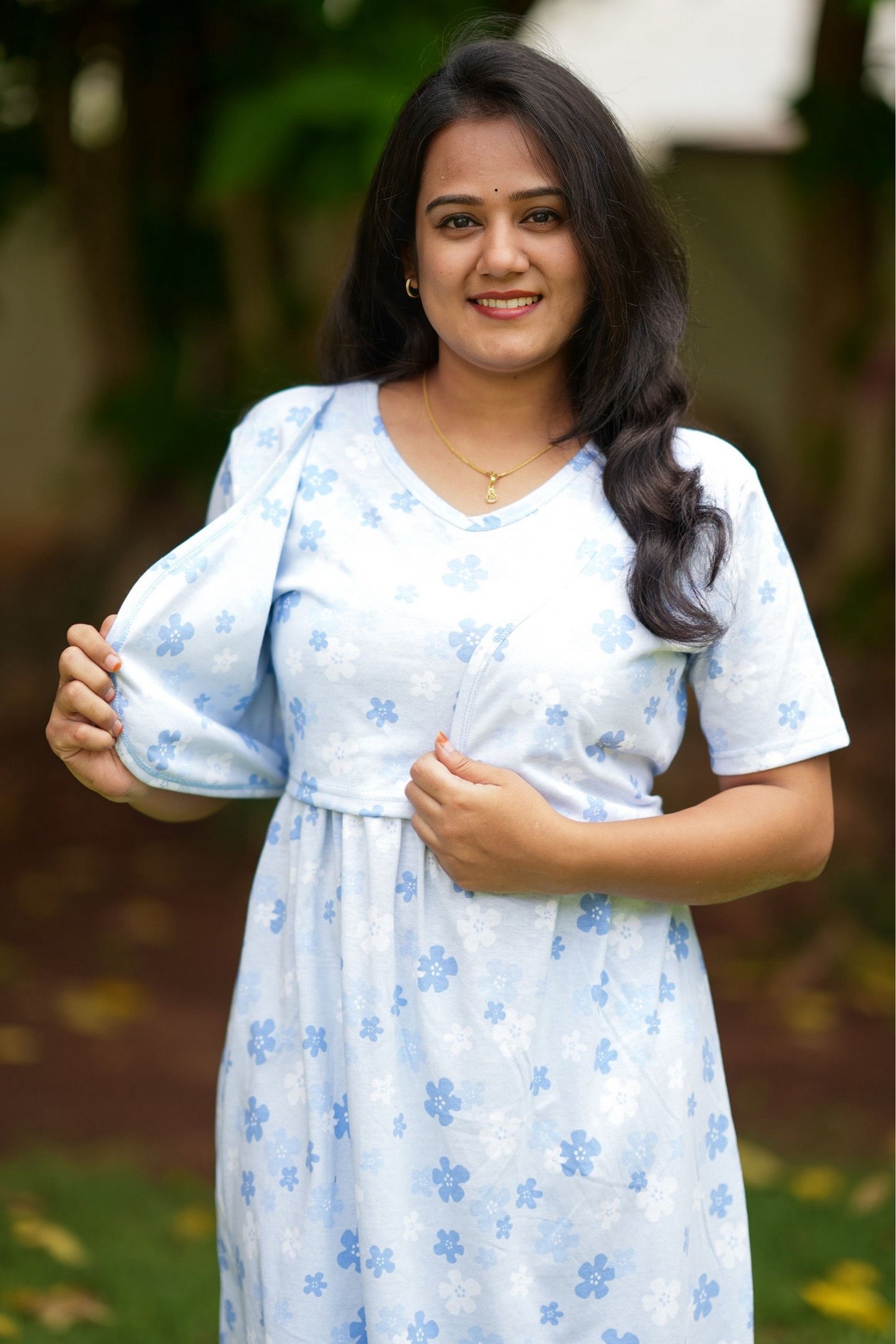 Pre Book - MATERNITY ATTACHED COAT (Blue Daisy)
