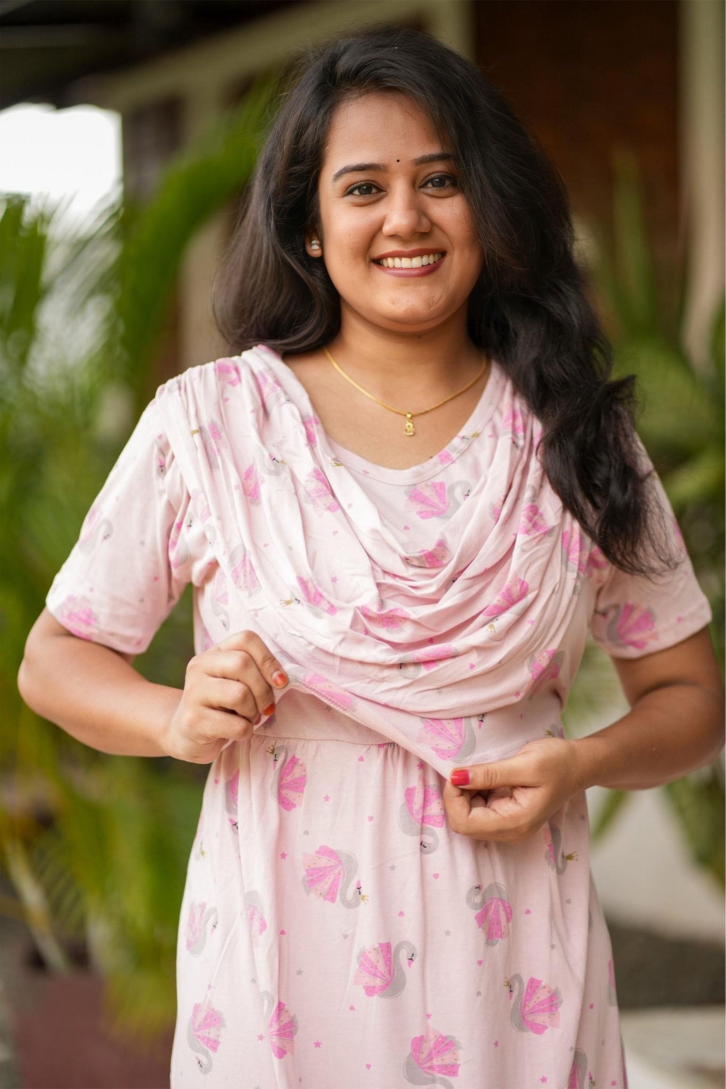 Pink Swan (Zipless Maternity Shawl)
