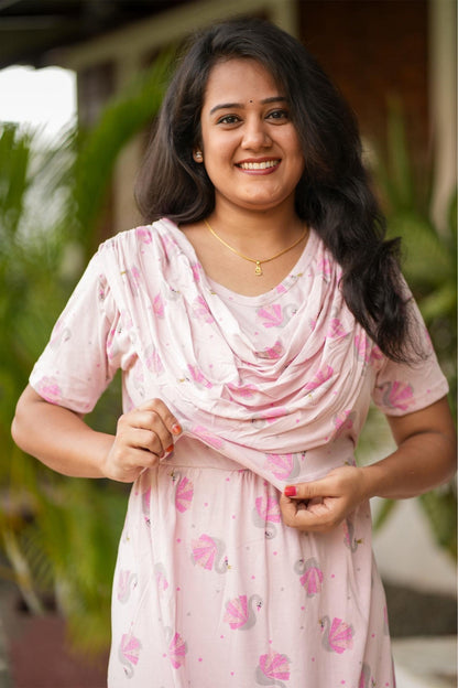 Pink Swan (Zipless Maternity Shawl)
