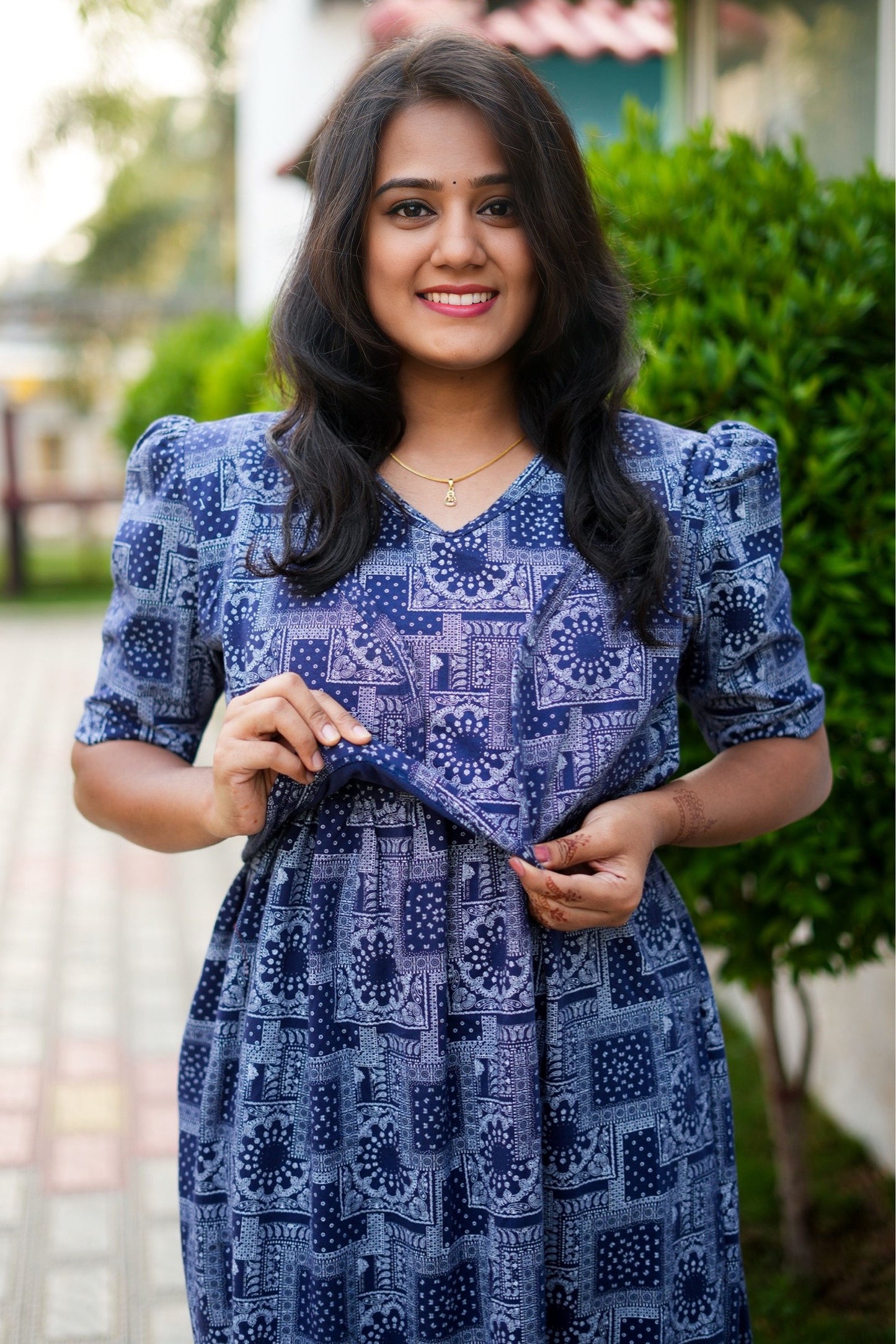 MATERNITY ATTACHED COAT (Blue Mosaic)