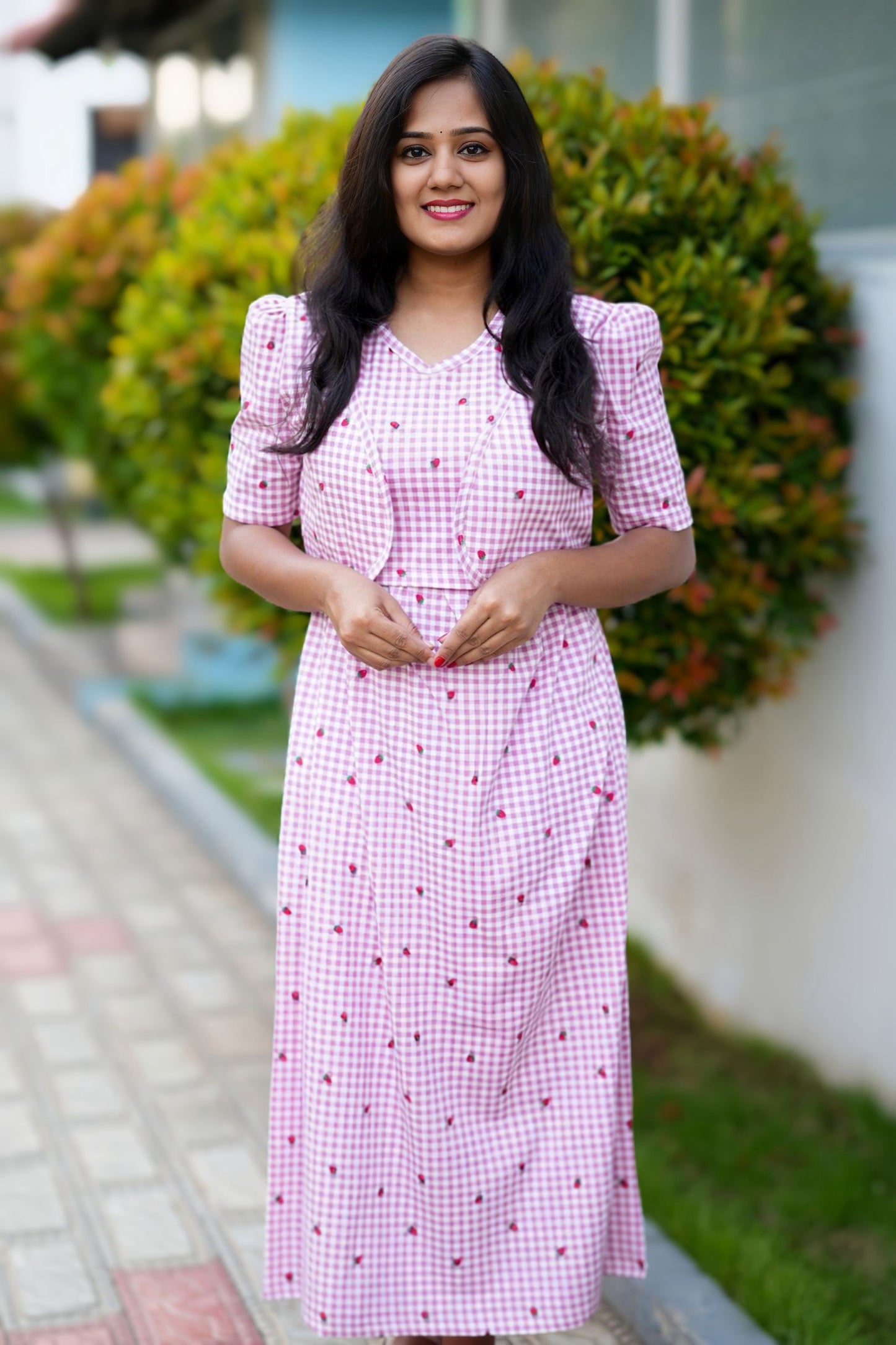 MATERNITY ATTACHED COAT (Gingham)