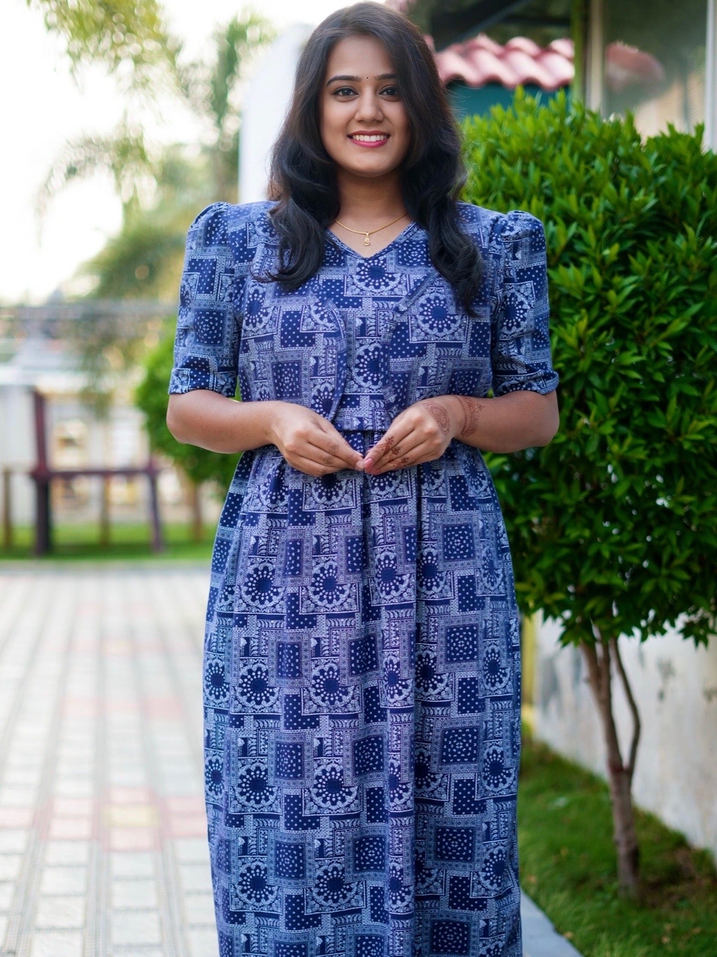 MATERNITY ATTACHED COAT (Blue Mosaic)