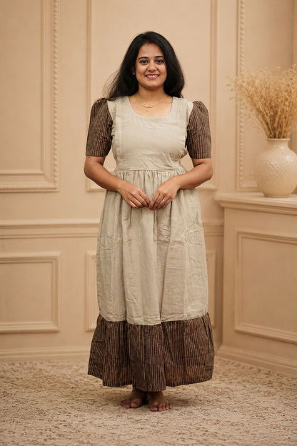 Muslin Cotton-Mocha Pinafore