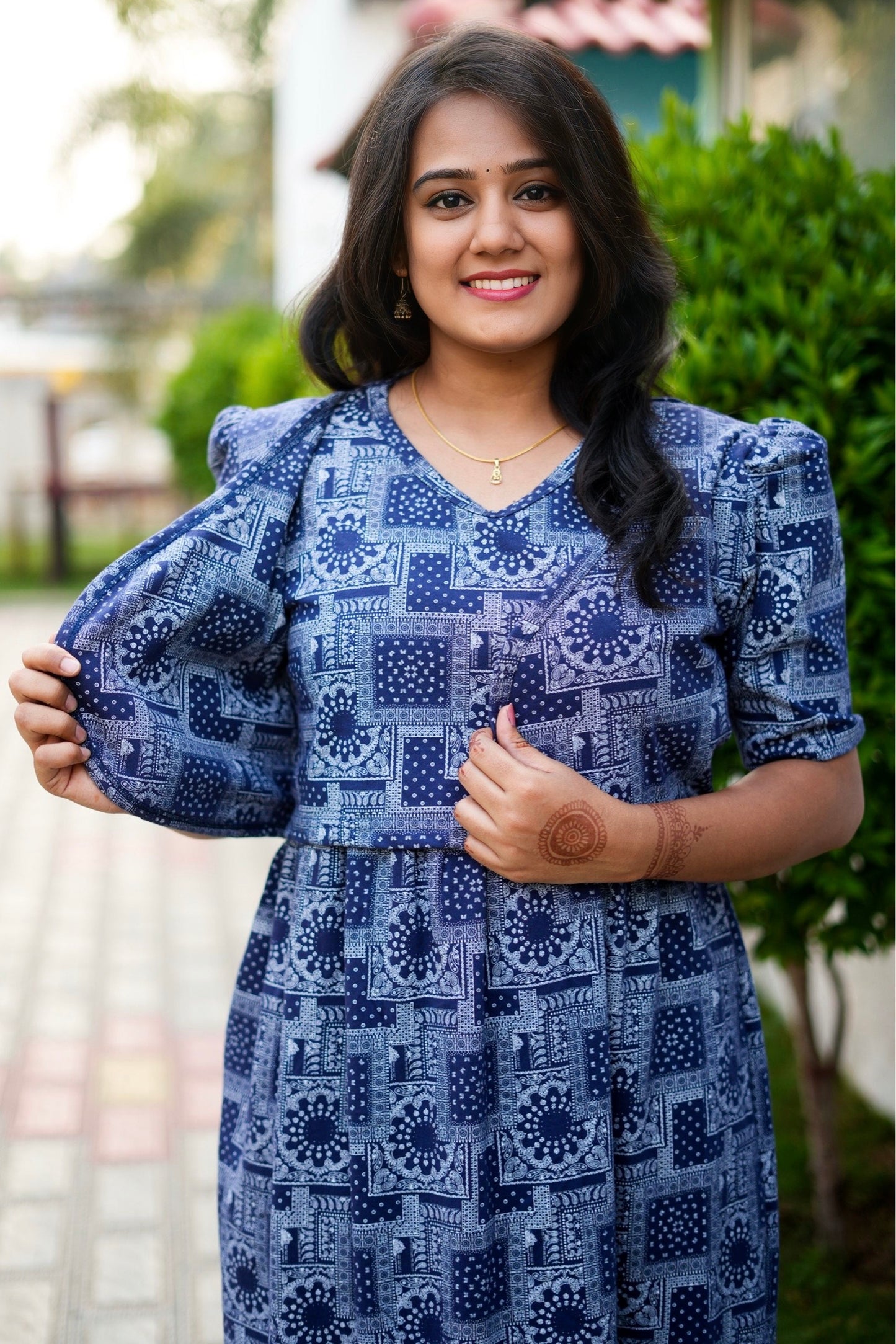 MATERNITY ATTACHED COAT (Blue Mosaic)