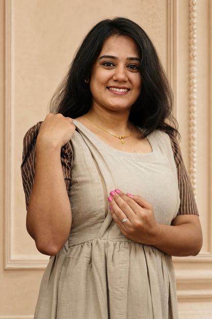 Muslin Cotton-Mocha Pinafore
