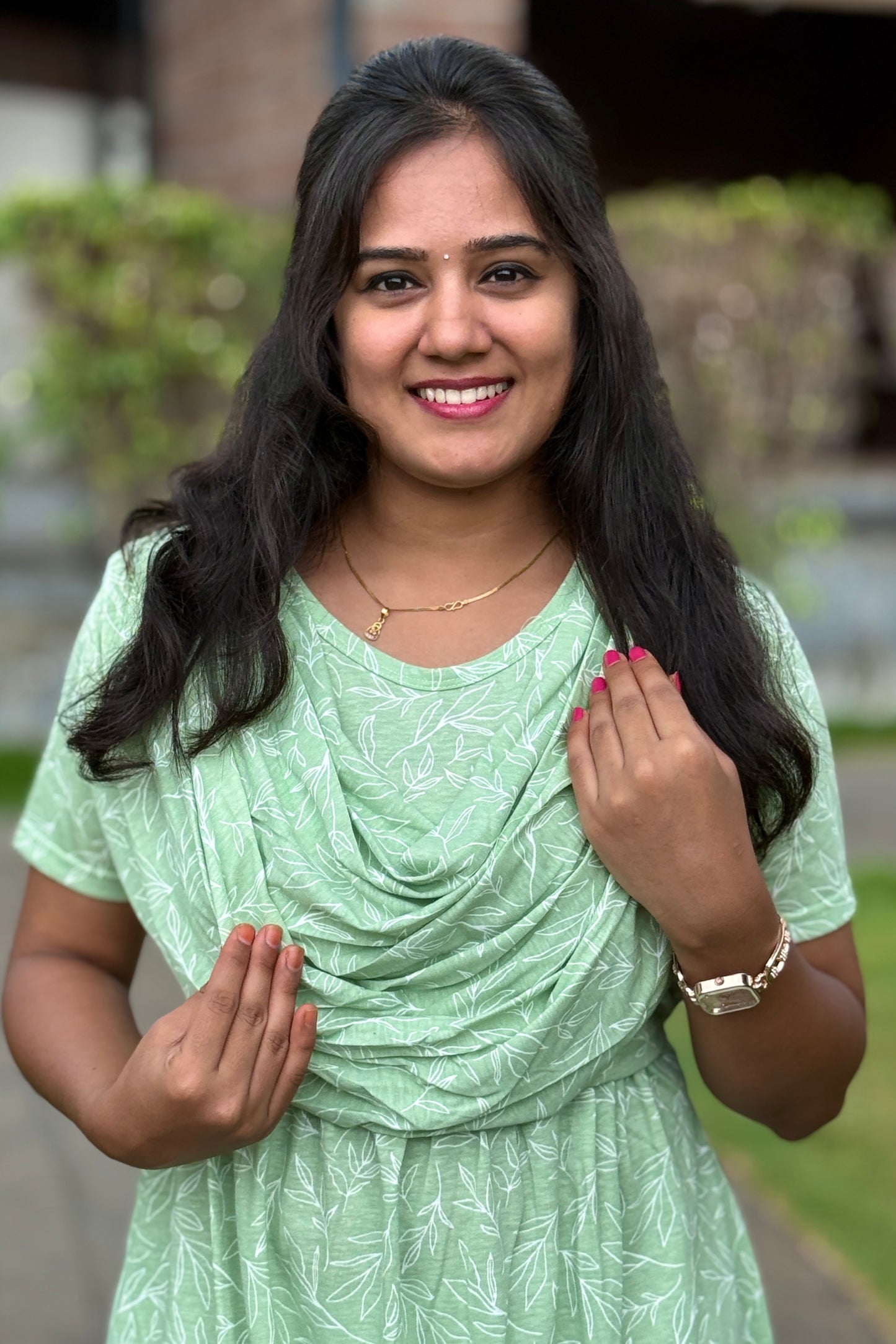 Mild Floral Green (Zipless Maternity Shawl)