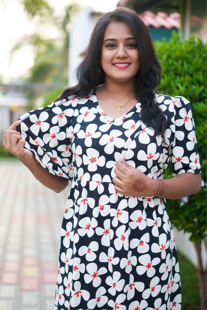 Casual Wear Attached Coat (Black Blossom)