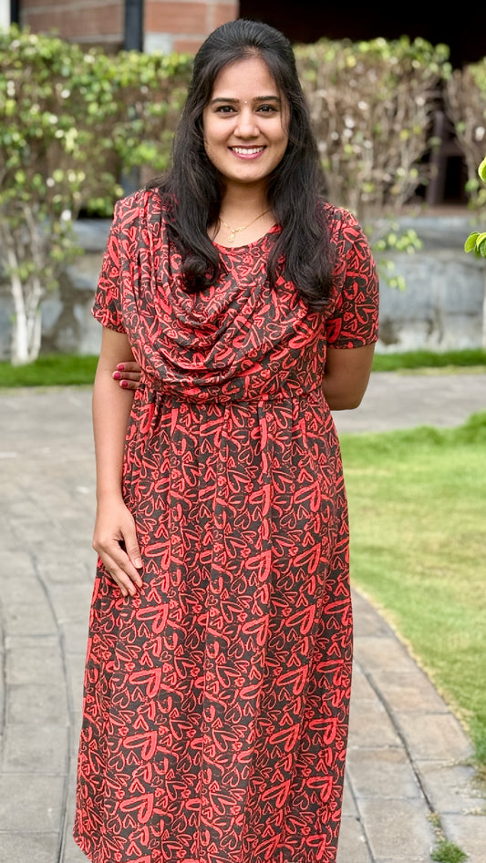 Merun Red Heart (Zipless Maternity Shawl)