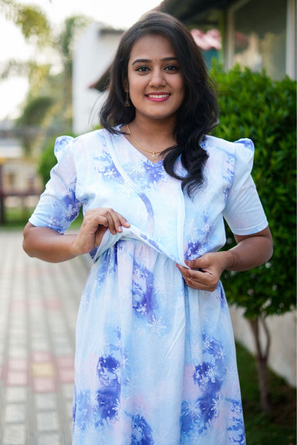 MATERNITY ATTACHED COAT (Sky Blossom)