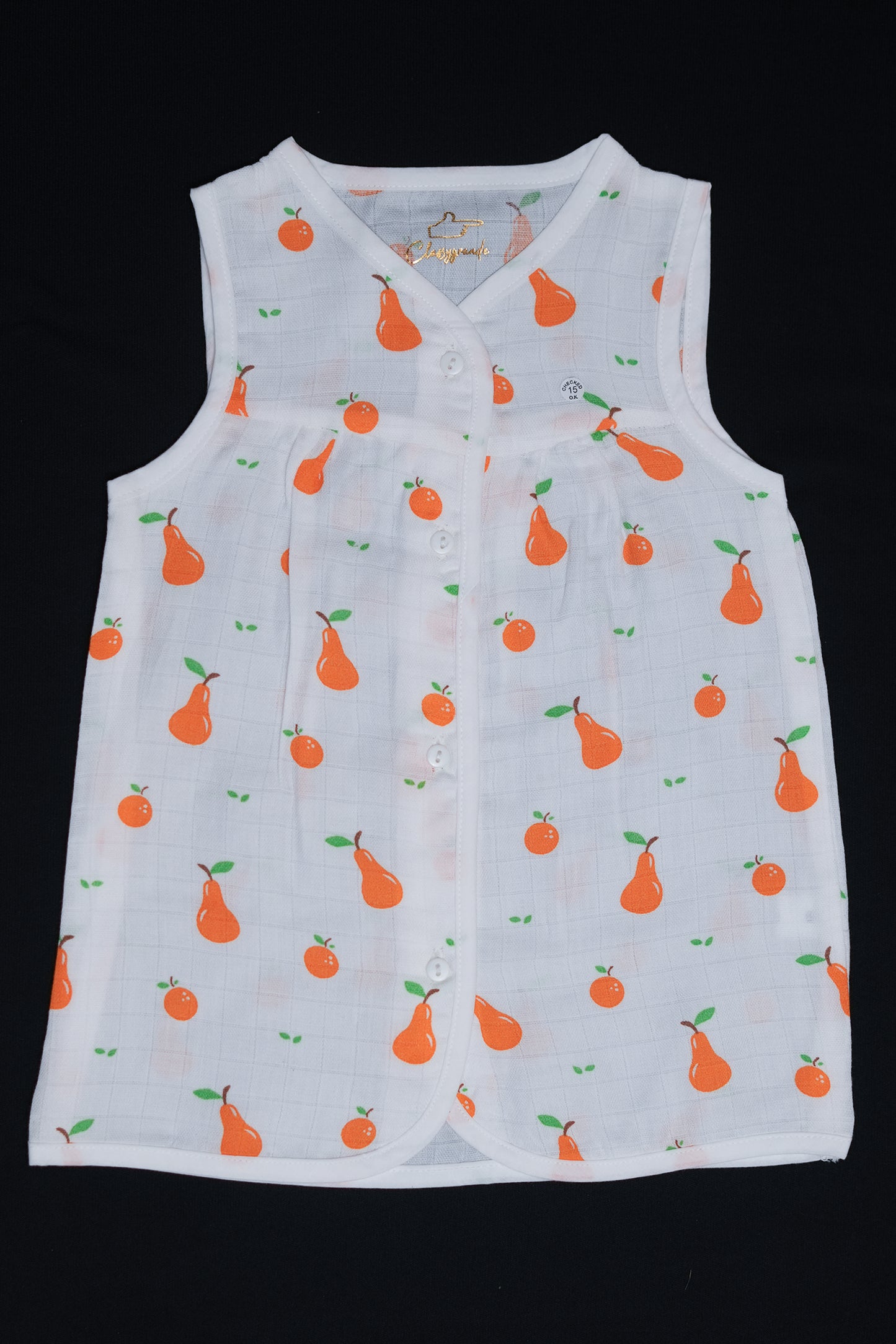 (3 Pc) Muslin Frock Front Open