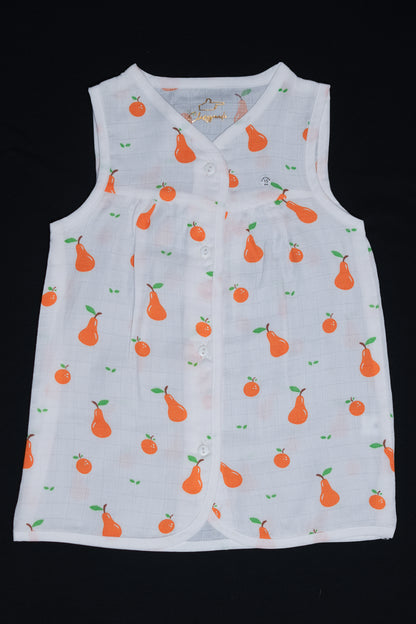 (3 Pc) Muslin Frock Front Open
