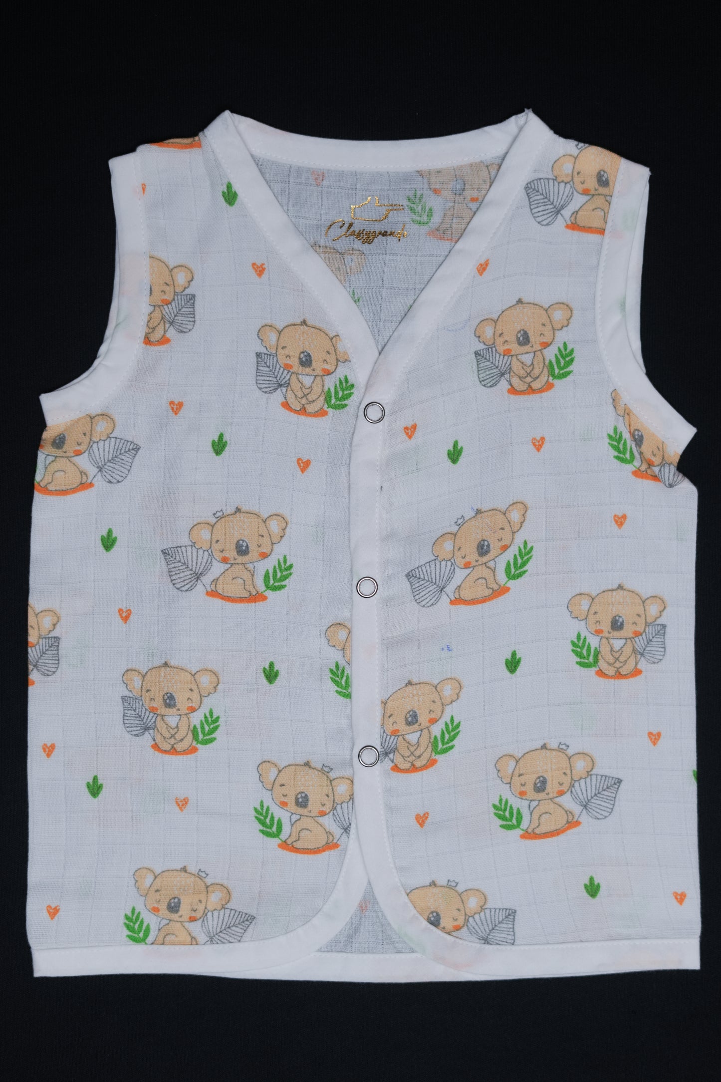 (3 Pc) Muslin Snap Button Jabla Sleeve Less