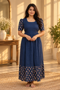 Muslin Cotton-Sapphire Bloom