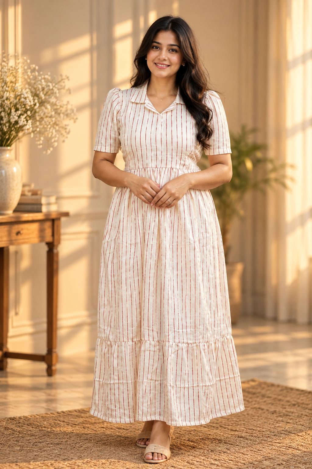 Muslin Cotton-Earthy Linear (casual)