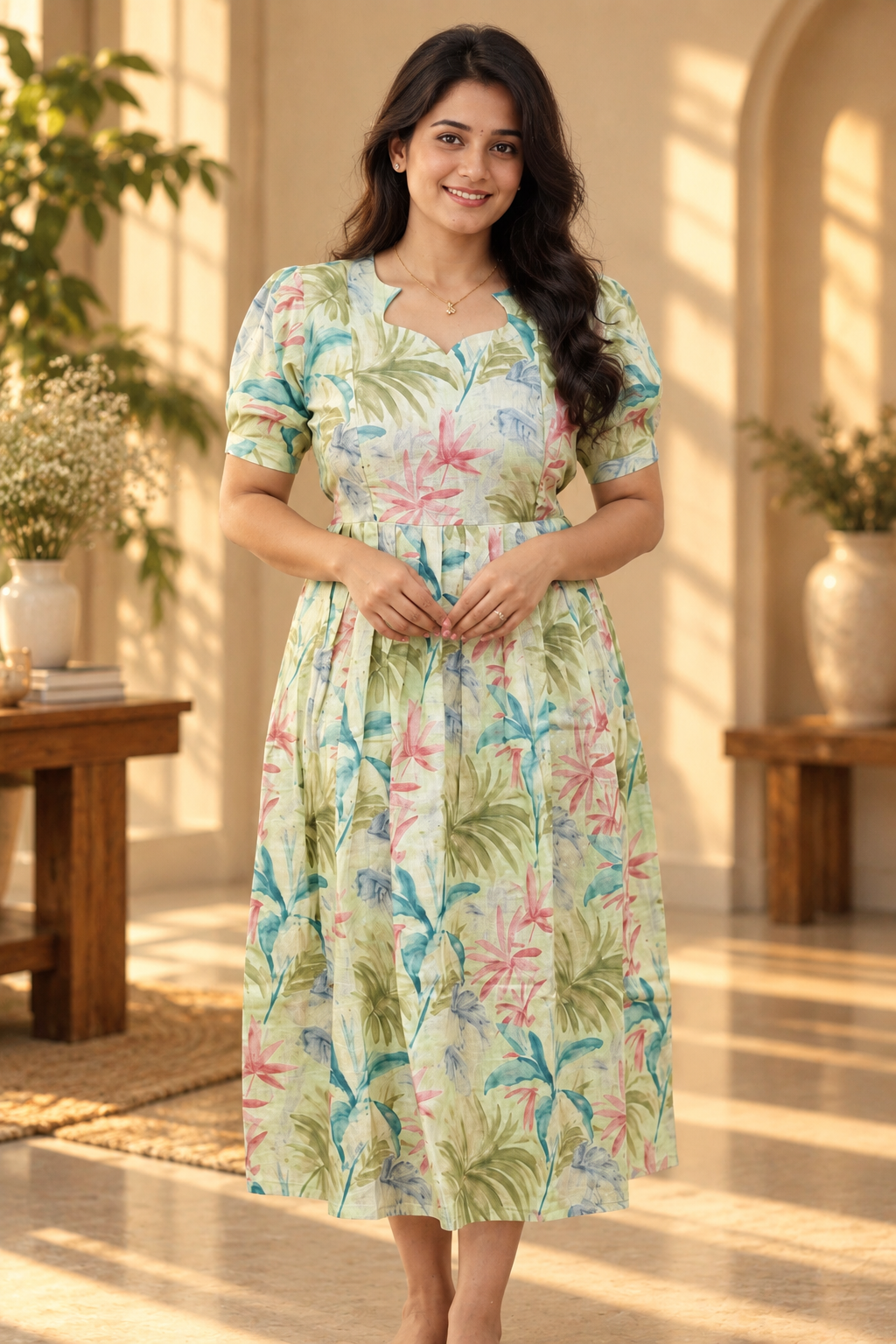 Maternity Cotton Kurti (Tropical Pastel)