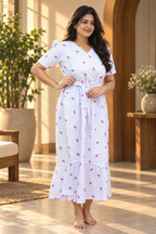 Pure Cotton- Lilac Picnic (v neck)