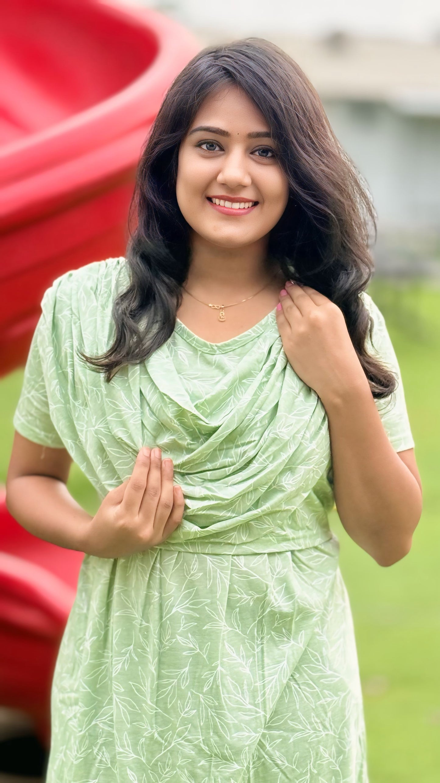 Mild Floral Green (Zipless Maternity Shawl)