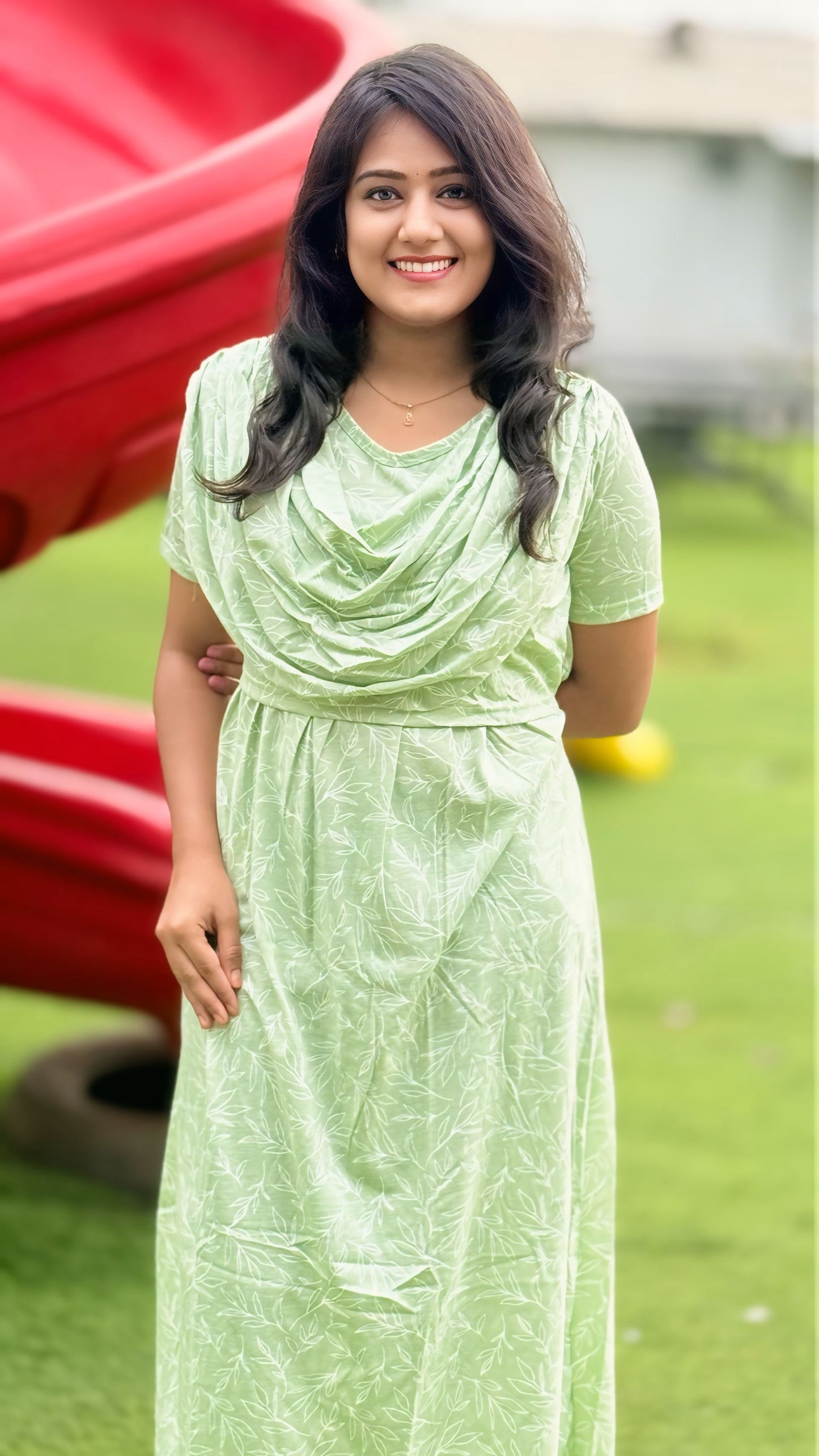 Mild Floral Green (Zipless Maternity Shawl)