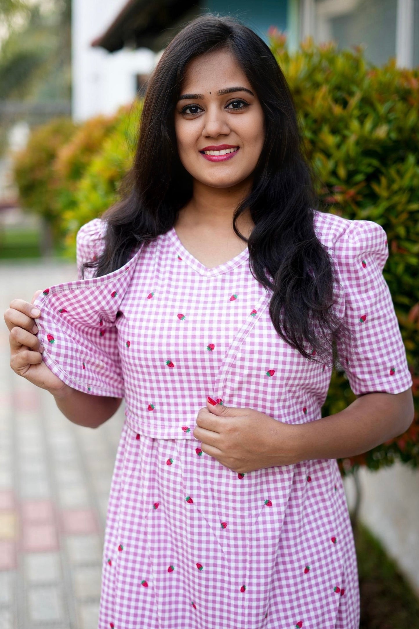 MATERNITY ATTACHED COAT (Gingham)